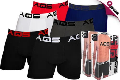 For QR79, Resupply Your Drawers with a Pack of Three AQS Men’s Boxers  - Choose from 2 Color Combinations! (QR182 Value)